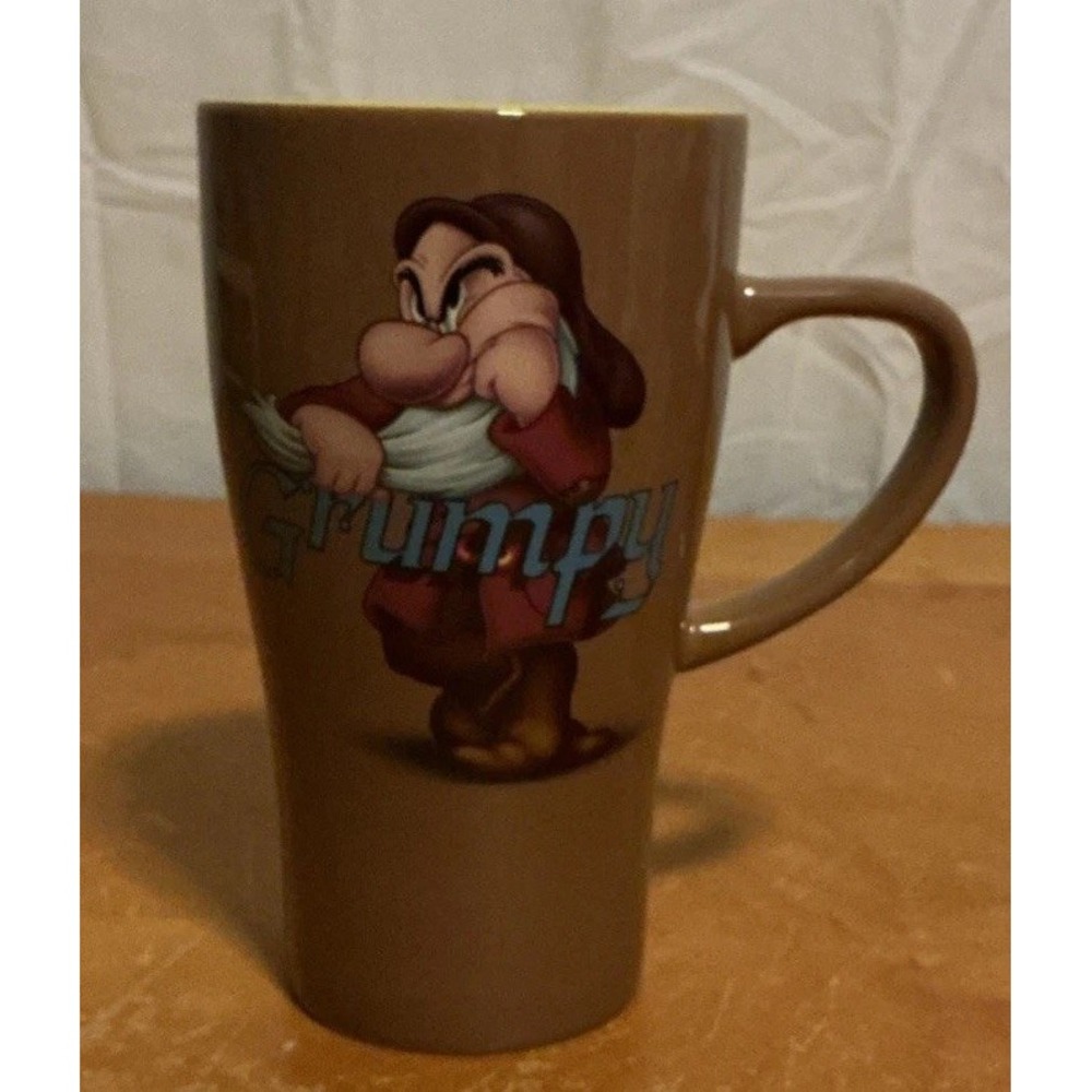 Disney Store Grumpy Tall Graphic Coffee Mug Cup, Brown